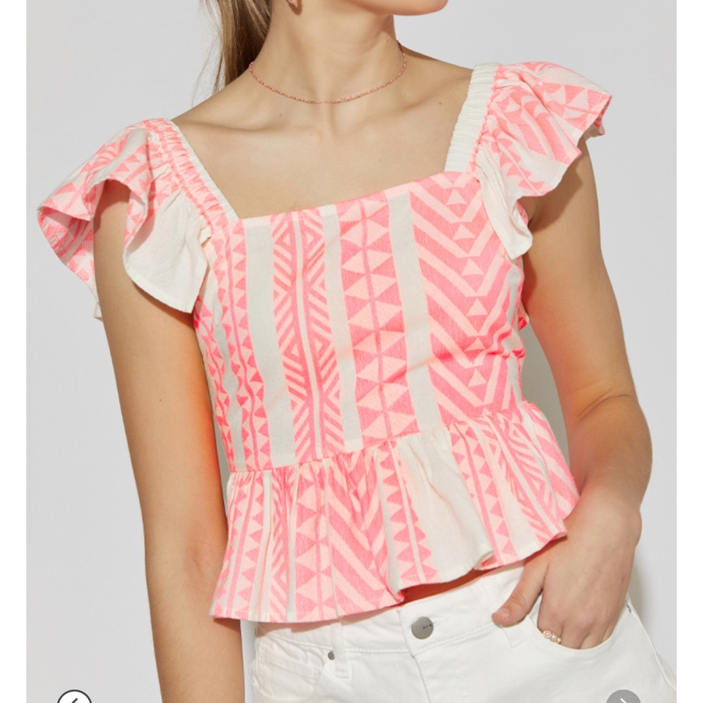 Francesca’s Dennie Geo Print Bow Back Blouse